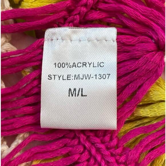 May & July Crochet Bright Knit Vest Size M/L Fringe Long Open - Picture 6 of 6